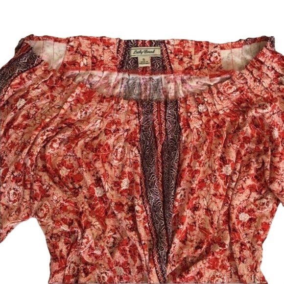 Lucky Brand Off The Shoulder Blouse Floral Bohemian Long Sleeve Tunic Loose S - Picture 5 of 8
